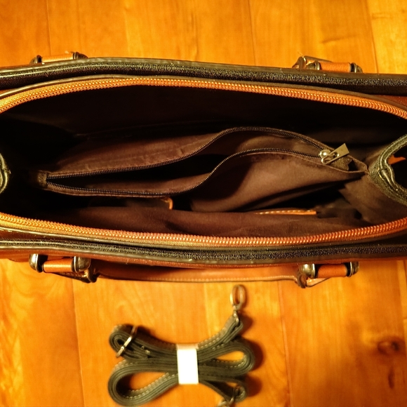 Hema Bags Travel Satchel Brown And Dark Gray Pre Owned - Picture 5 of 6